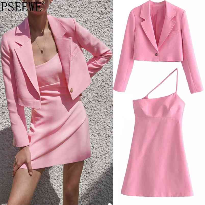 Summer Women Sets Asymmetric Pink Dress Blazer Set Woman 2 Pieces Cropped Office Casual Women's Elegant 210519
Summer Women Sets Asymmetric Pink Dress Blazer Set Woman 2 Pieces Cropped Office Casual Women's Elegant 210519