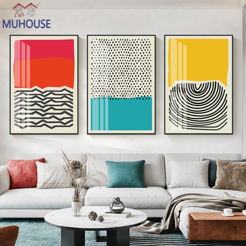 Paintings Modern Geometric Red Blue Yellow Abstract Line Wave Point Poster Wall Art Canvas Painting And Prints Living Room Home Decoration
Paintings Modern Geometric Red Blue Yellow Abstract Line Wave Point Poster Wall Art Canvas Painting And Prints Living Room Home Decoration