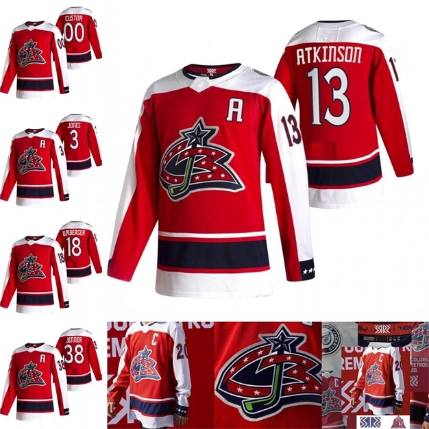 Cam Atkinson Columbus Blue Jackets 2021 Reverse Retro Seth Jones Nick Foligno Dubois Zach Werenski Korpisalo Mikko Koivu Boone Jenner Jersey