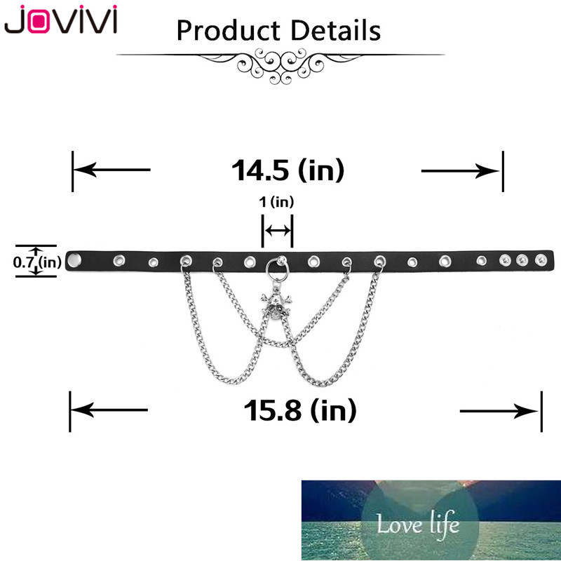 Jovivi Punk Goth Women Spikes Rivets Spider Chain Genuine Leather Choker Collar Adjustable Vintage Biker Gothic Neckband Jewelry Factory price expert 