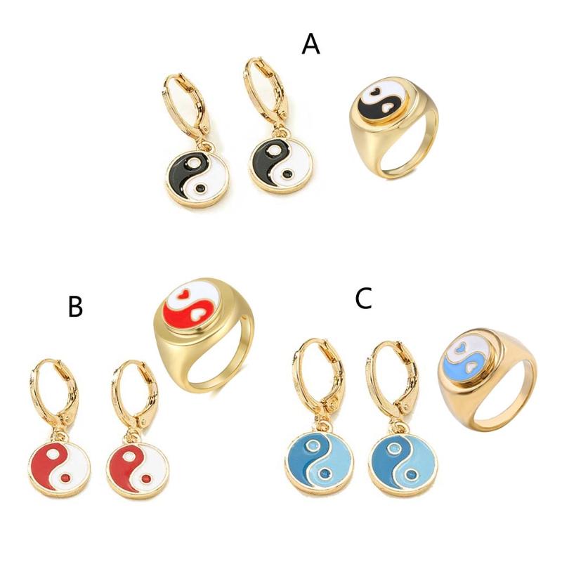 earrings & necklace vintage color dripping gossip simple retro yin yang tai chi ring for women girls fashion jewelry, Silver
earrings & necklace vintage color dripping gossip simple retro yin yang tai chi ring for women girls fashion jewelry, Silver