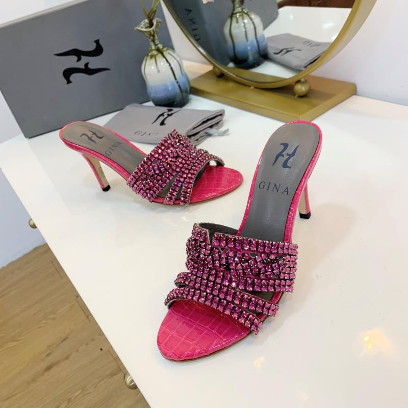 Brand new women's slipper sandal shoes gina ladies high heels 8.5 cm sandal shoes with diamond