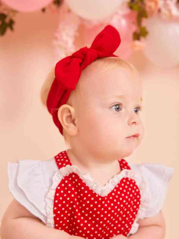 Baby Solid Bow Decor Hat & Hair Band SHE