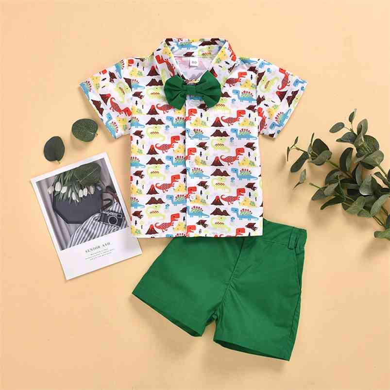 Summer Children Sets Fashion Short Sleeve Print Dinosaur Bow T-shirt Green Solid Shorts Casual 2Pcs Girls Clothes 1-7T 210629
Summer Children Sets Fashion Short Sleeve Print Dinosaur Bow T-shirt Green Solid Shorts Casual 2Pcs Girls Clothes 1-7T 210629