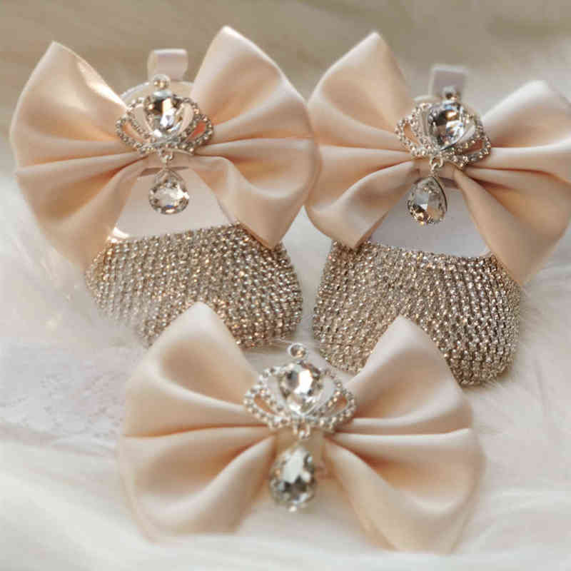Dollbling Rhinestones Baby Girl Shoes First Walker Headband Set Sparkle Bling Crystals Princess Shoes Baby Shower Gift SH 220119