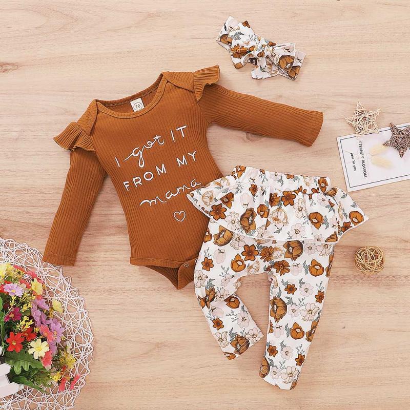 Clothing Sets 3pcs Autumn Infant Baby Girls Ribbed Letter Printed Bodysuit +Floral Pants +Headband Fashion Outfit Girl Clothes, White
Clothing Sets 3pcs Autumn Infant Baby Girls Ribbed Letter Printed Bodysuit +Floral Pants +Headband Fashion Outfit Girl Clothes, White