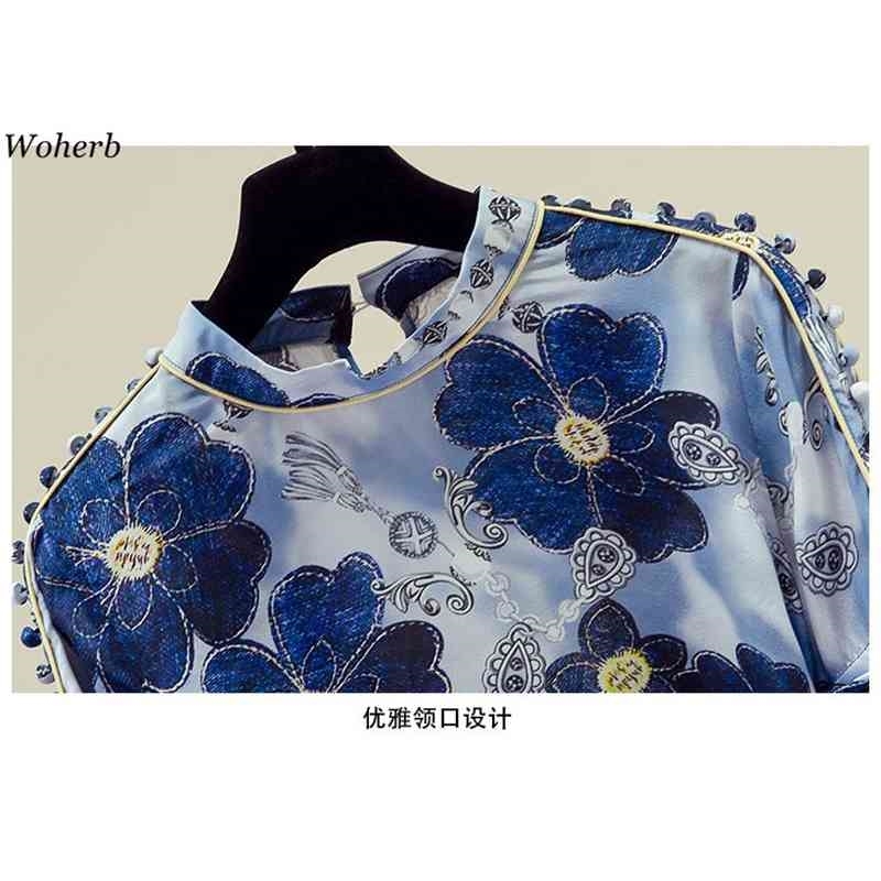 Elegant Floral Blouse Women Shirts Summer Stand Collar Long Lantern Sleeve Blusas Ladies Casual All Match Blouses 210519
