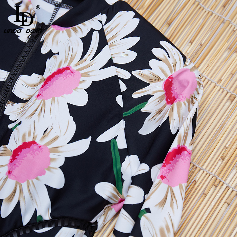 Summer Women Print Long sleeve Sexy Bodycon Bodysuit Romper 210522