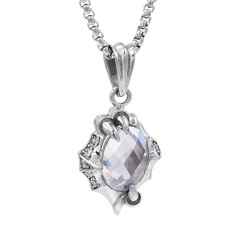 Pendant Necklaces Party For Woman Punk Stainless Steel Silver Color Claw White Big Crystal Stone Necklace Women P1438
Pendant Necklaces Party For Woman Punk Stainless Steel Silver Color Claw White Big Crystal Stone Necklace Women P1438