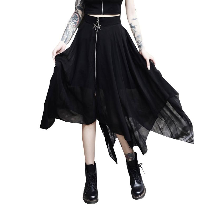Skirts Women Gothic Black Asymmetrical Irregular Mesh Midi Long Skirt Punk Style High Waist Star Zipper Harajuku Party Clubwear
Skirts Women Gothic Black Asymmetrical Irregular Mesh Midi Long Skirt Punk Style High Waist Star Zipper Harajuku Party Clubwear
