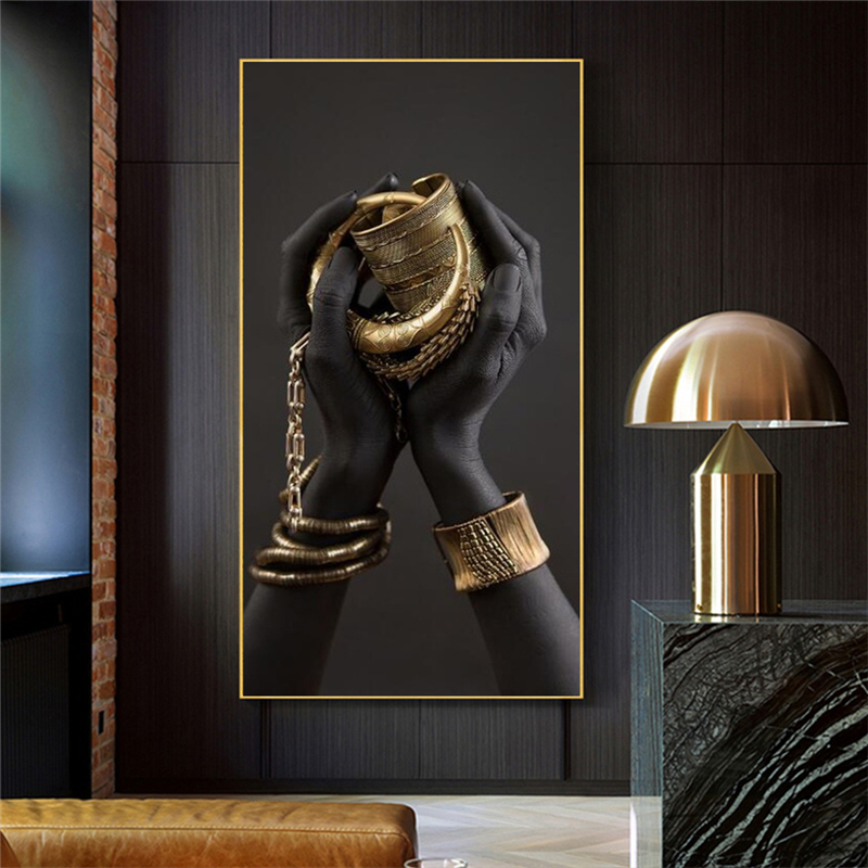 Black Woman's Hand Print Canvas Painting Gold Jewelry Posters And Prints Cuadros African Wall Art Pictures Home Decoration Mural
Black Woman's Hand Print Canvas Painting Gold Jewelry Posters And Prints Cuadros African Wall Art Pictures Home Decoration Mural