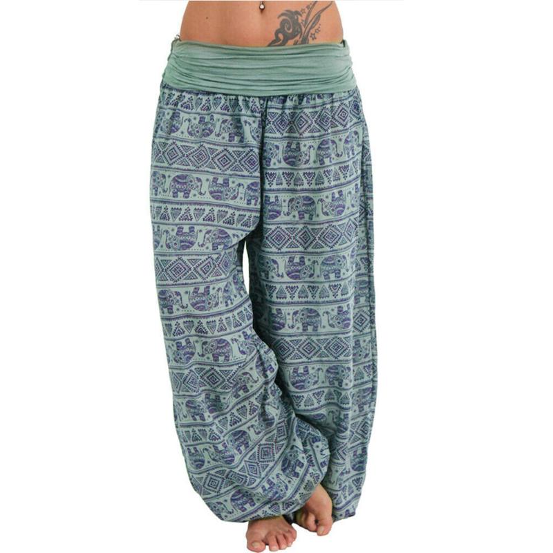 Elephant Print Dance Harem Pants Women Elastic Low Waist Loose Casual Soft Plus Size Trousers Pantalon Femme Women's & Capris