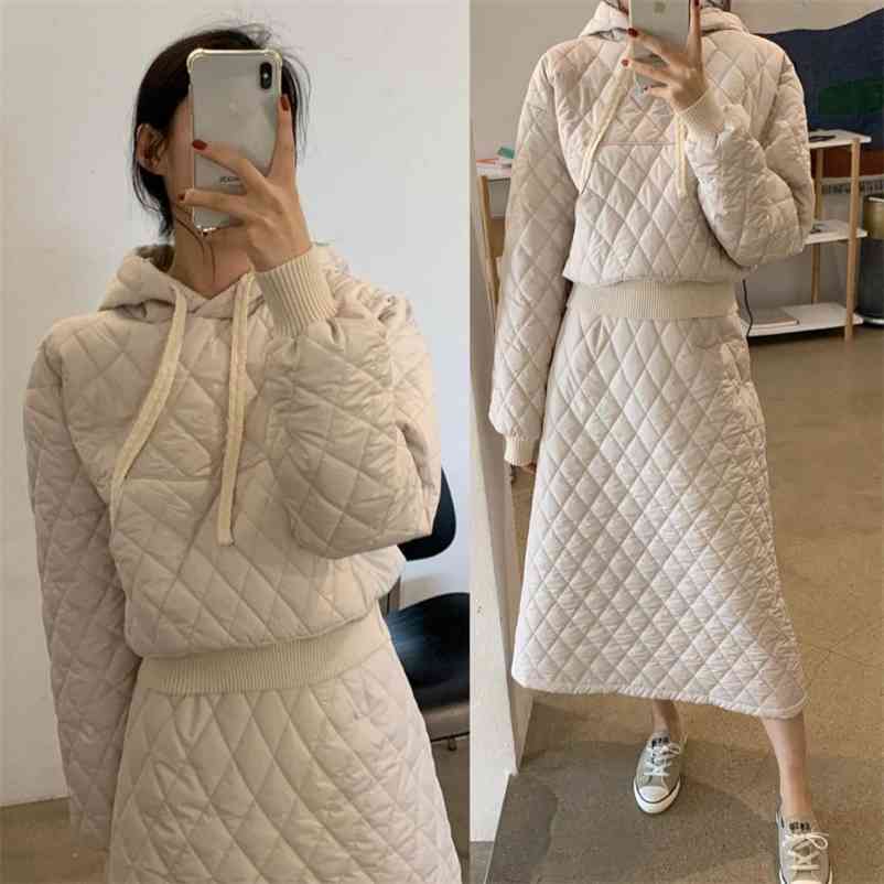 Loose Retro Diamond Cotton Dress Women A-Line Skirts Winter Chic Hooded Pullover Parkas + Skirt Suit Street Sets 210517, Black skirts
Loose Retro Diamond Cotton Dress Women A-Line Skirts Winter Chic Hooded Pullover Parkas + Skirt Suit Street Sets 210517, Black skirts