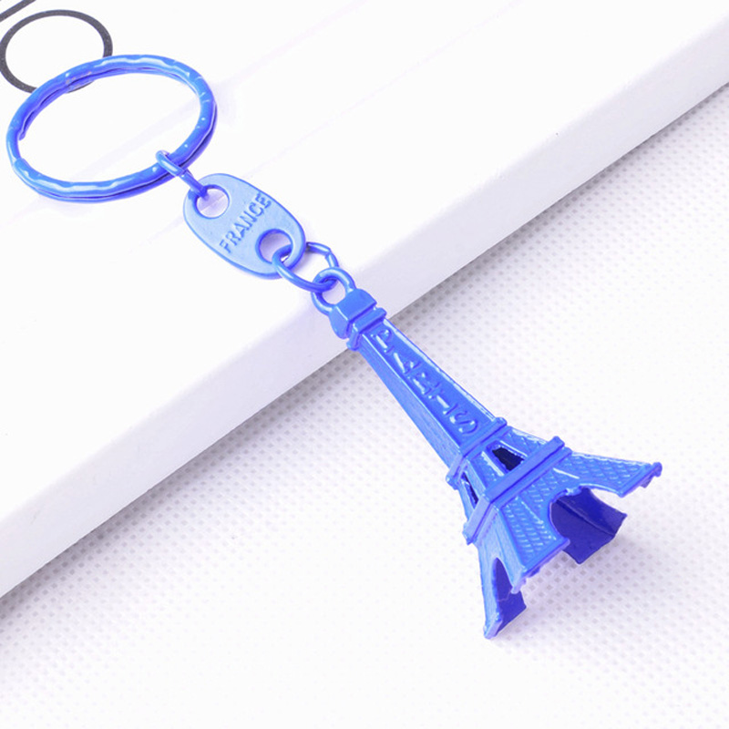 50pcs/lot Paris Eiffel Tower Keychain Mini Eiffel Tower Candy Color Keyring Store Advertising Promotion Service Equipment Keyfob