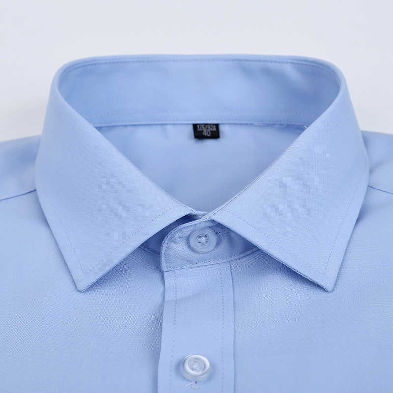 Short Sleeve Men Dress Shirts for Summer Solid Plain Plus Size 8xl Striped Shirt Twill Business Mens Male Regular Fit Oversized 210714