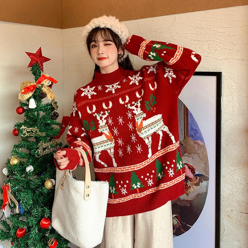 Women's Sweaters 2021 Fashion Print Christmas Women Sweater Pullover Winter Loose Knitted O-neck Thicken Ins Korean, White;black
Women's Sweaters 2021 Fashion Print Christmas Women Sweater Pullover Winter Loose Knitted O-neck Thicken Ins Korean, White;black