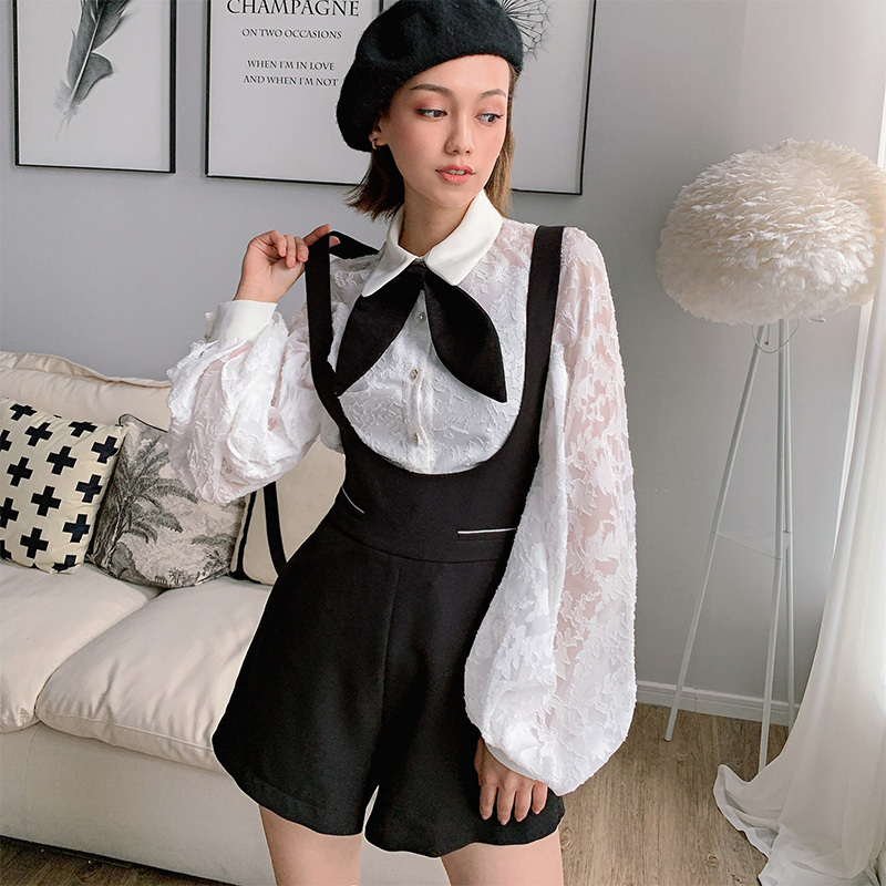 Dabuwawa Sweet Bow Neck Women Blouse Spring Solid Lantern Sleeve Shirt Female Blouses Chic Single Breasted Tops DO1AST042 210520