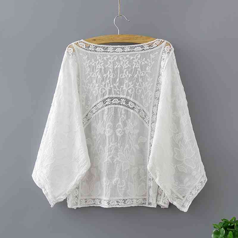 women tops lace hollow blouses shirts v-neck sweet solid long sleeved casual fashion 0311 40 210506