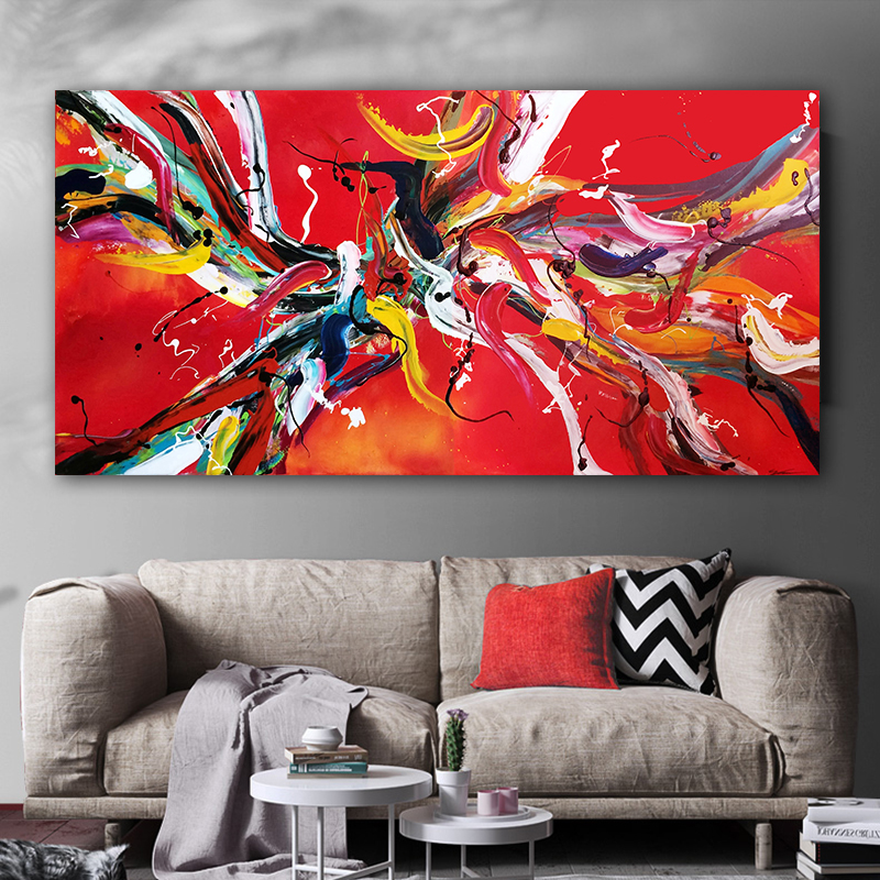 pop art red line canvas print abstract painting wall art pictures for living room modern pictures drop