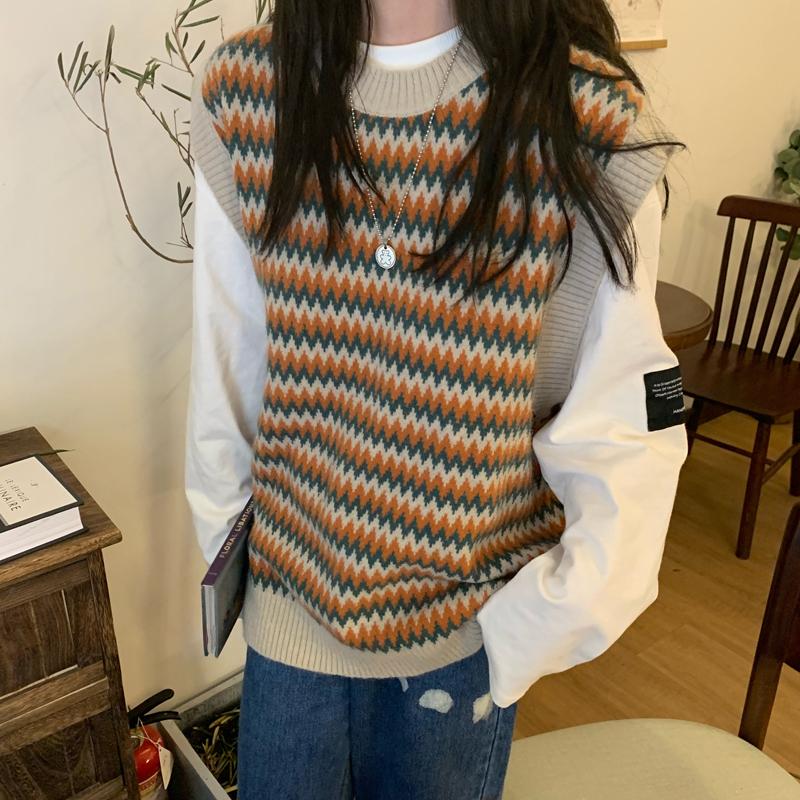 Women's Sweaters Vintage Fashion Woman 2021 Korean Casual O-neck Hit Color Striped Sleeveless Sweater Vest Female All Match Knitwear, Pink
Women's Sweaters Vintage Fashion Woman 2021 Korean Casual O-neck Hit Color Striped Sleeveless Sweater Vest Female All Match Knitwear, Pink