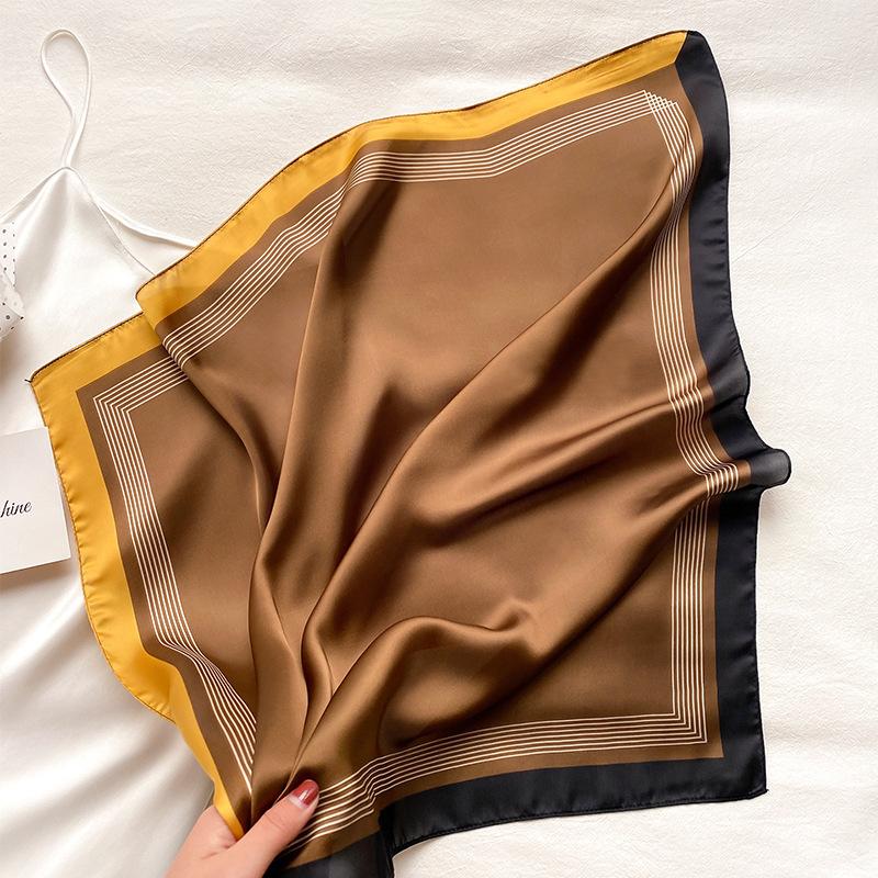 Scarves 70*70cm Square Silk Feeling Scarf Spain Fashion Women Plain Khaki Striped Line Head Skinny Hair Tie Band Small Wrap Shawl
Scarves 70*70cm Square Silk Feeling Scarf Spain Fashion Women Plain Khaki Striped Line Head Skinny Hair Tie Band Small Wrap Shawl