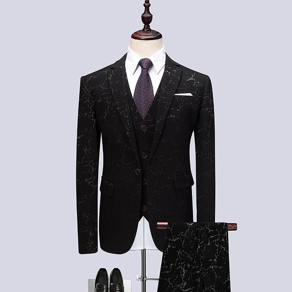 Three-Pieces Men Suits Business Casual tuxedos Slim Fit Fashion Embroidery Groom Party Coat Tailored Work Wear Wedding Suit