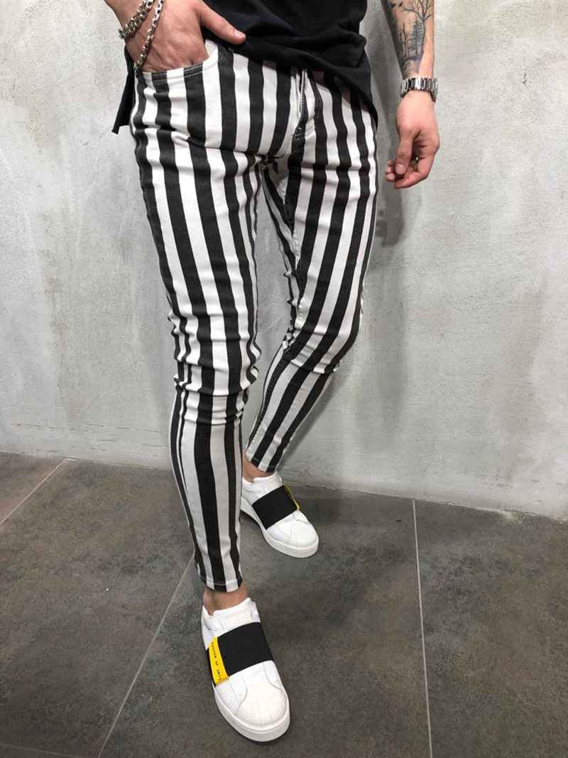 Black and White Stripes Mens Joggers Casual Pants Fitness Men Sportswear Tracksuit Bottoms Skinny Sweatpants Trousers T200102