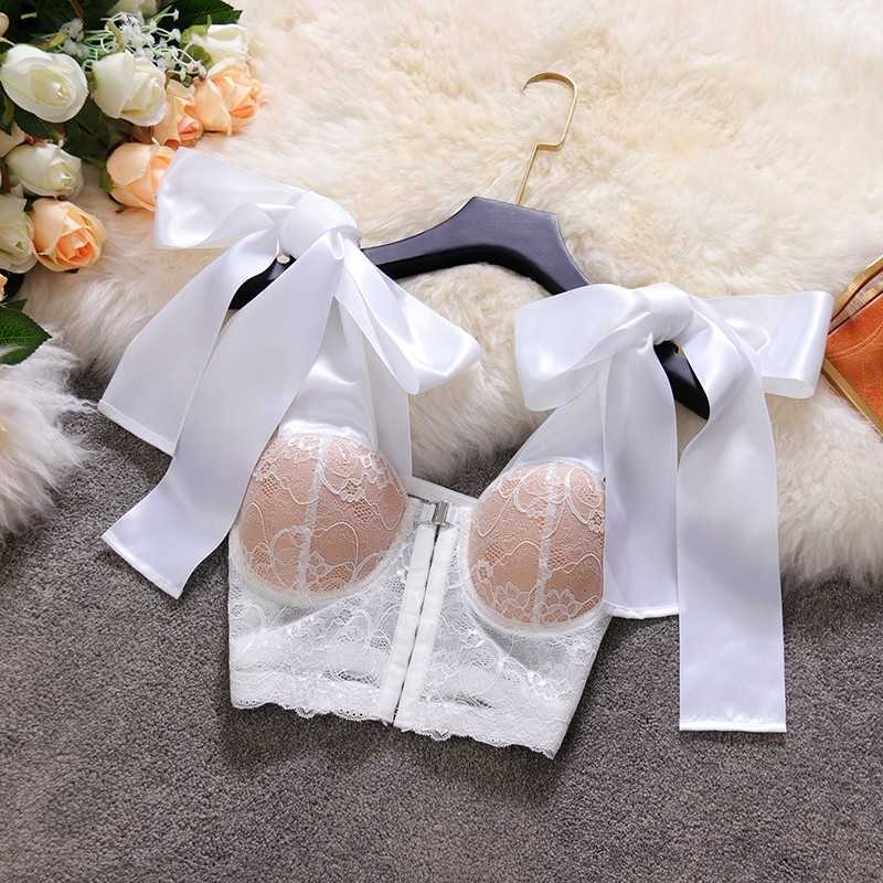 DEAT Women Sleeveless Slim Fit With Lace Bow Knot Camis Arrivals Sexy Temperament Fashion Spring Summer 11D1253 210709