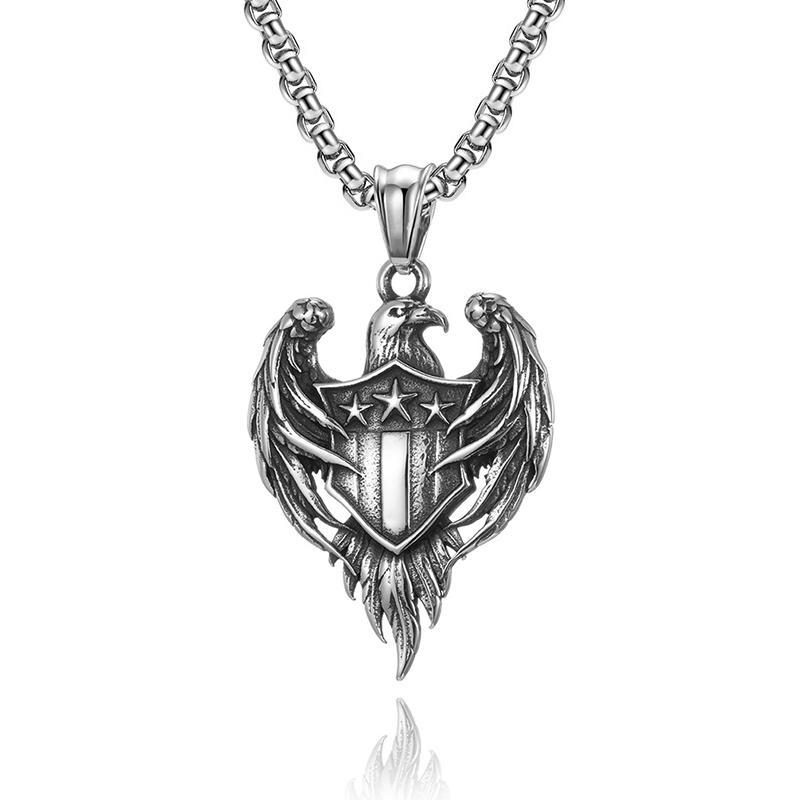 Pendant Necklaces European And American Retro Style Bald Eagle Samsung Military Uniform Stainless Steel Emblem Necklace, Silver
Pendant Necklaces European And American Retro Style Bald Eagle Samsung Military Uniform Stainless Steel Emblem Necklace, Silver