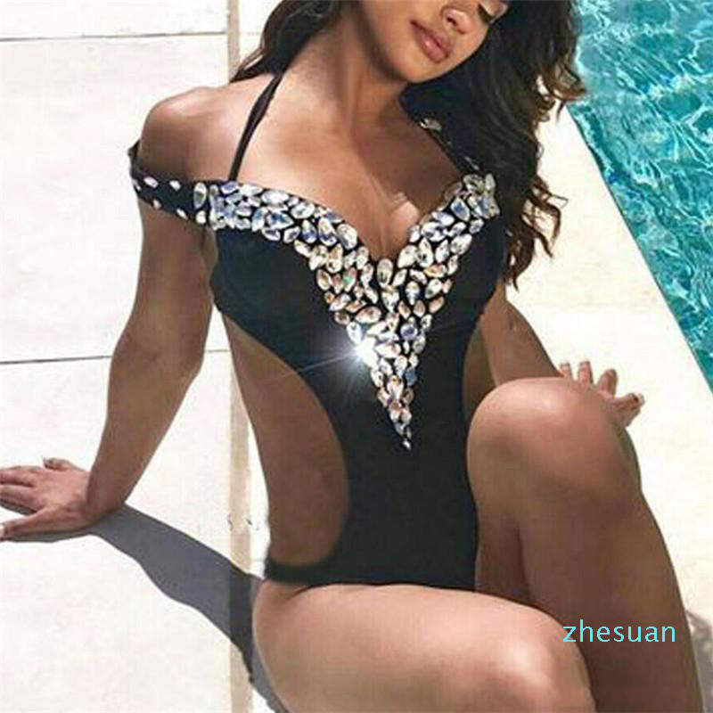 Rhinestone Bling Bling Sexy Women One Piece Swimwear Bathing Monokini Push Up Unpadded Bikini Hollow Swimsuit Beach wear
Rhinestone Bling Bling Sexy Women One Piece Swimwear Bathing Monokini Push Up Unpadded Bikini Hollow Swimsuit Beach wear