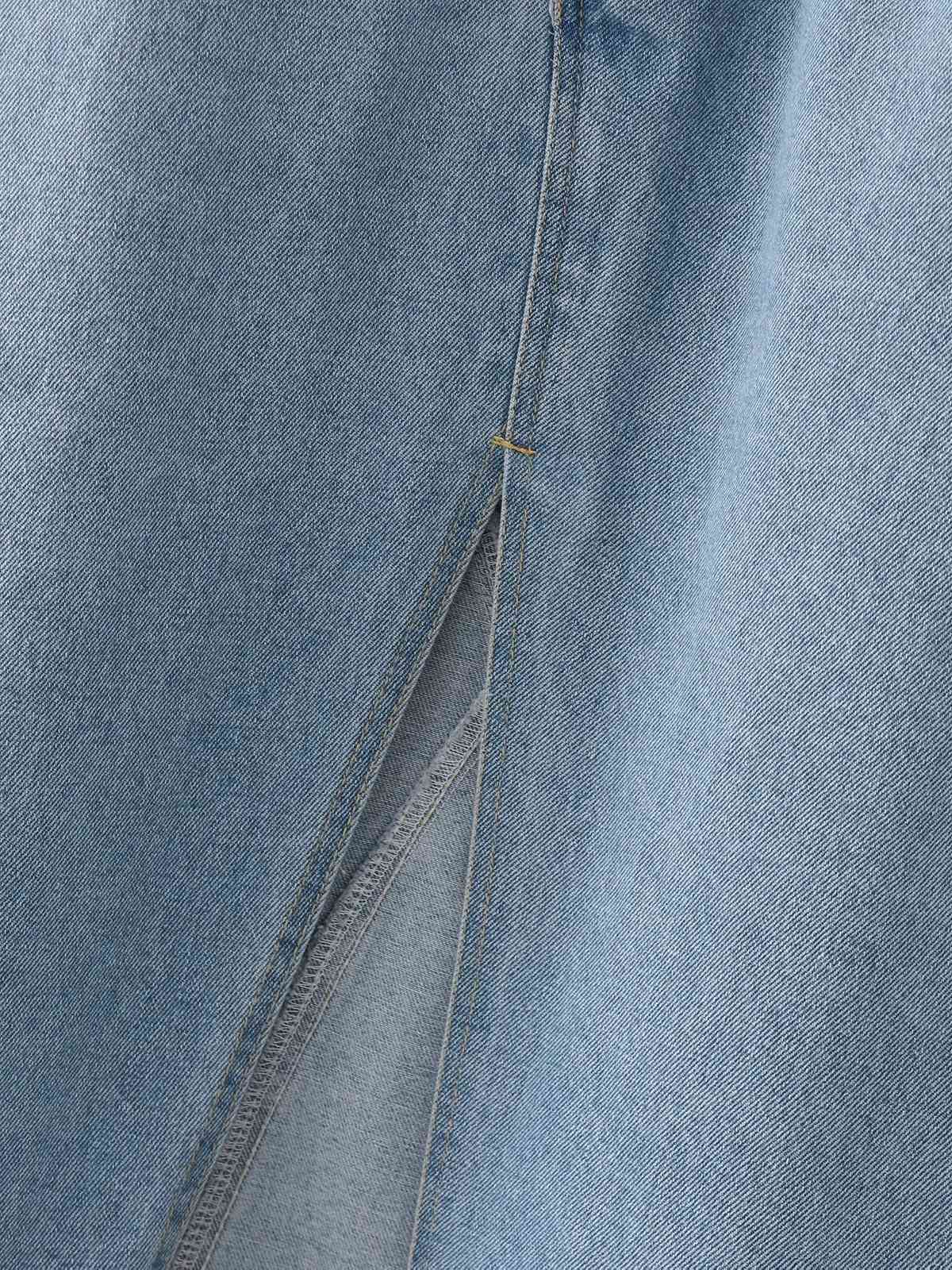 Nomikuma Korean High Waist Split Demin Long Skirt Women New Irregular Jeans Skirts Causal Sexy Faldas Mujer Moda 6B978 210427