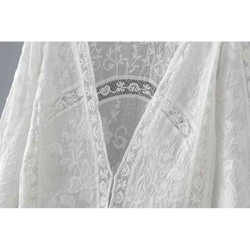 women tops lace hollow blouses shirts v-neck sweet solid long sleeved casual fashion 0311 40 210506