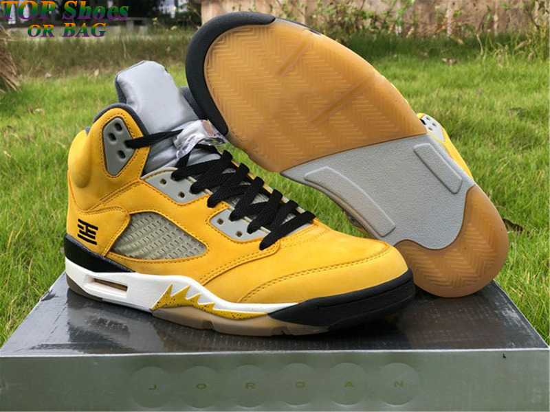Man basketball shoes Jumpman 5 5s T23 Tokyo Varsity Maize yellow gray black sports sneakers with box full size 40--46, #1
Man basketball shoes Jumpman 5 5s T23 Tokyo Varsity Maize yellow gray black sports sneakers with box full size 40--46, #1