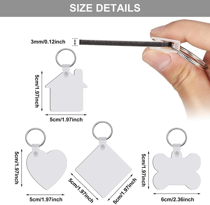 36pcs Heart House Bone Square Blank Board Keyring Keychain Printing Keyrings Women Men Diy Sublimation Key Chains Accessories Hook5915227