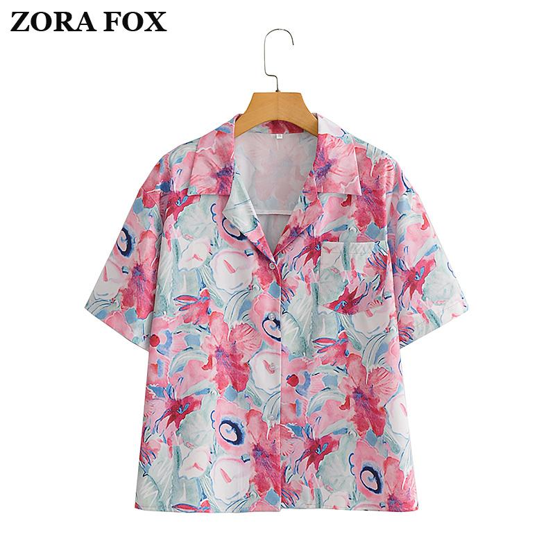 Women' Blouses & Shirts ZORA Woman Loose Straight Blouse With Short Sleeve Floral Printing Turn-down Collar Beach Style 2021 Summer Lady Ca, Multi
Women' Blouses & Shirts ZORA Woman Loose Straight Blouse With Short Sleeve Floral Printing Turn-down Collar Beach Style 2021 Summer Lady Ca, Multi