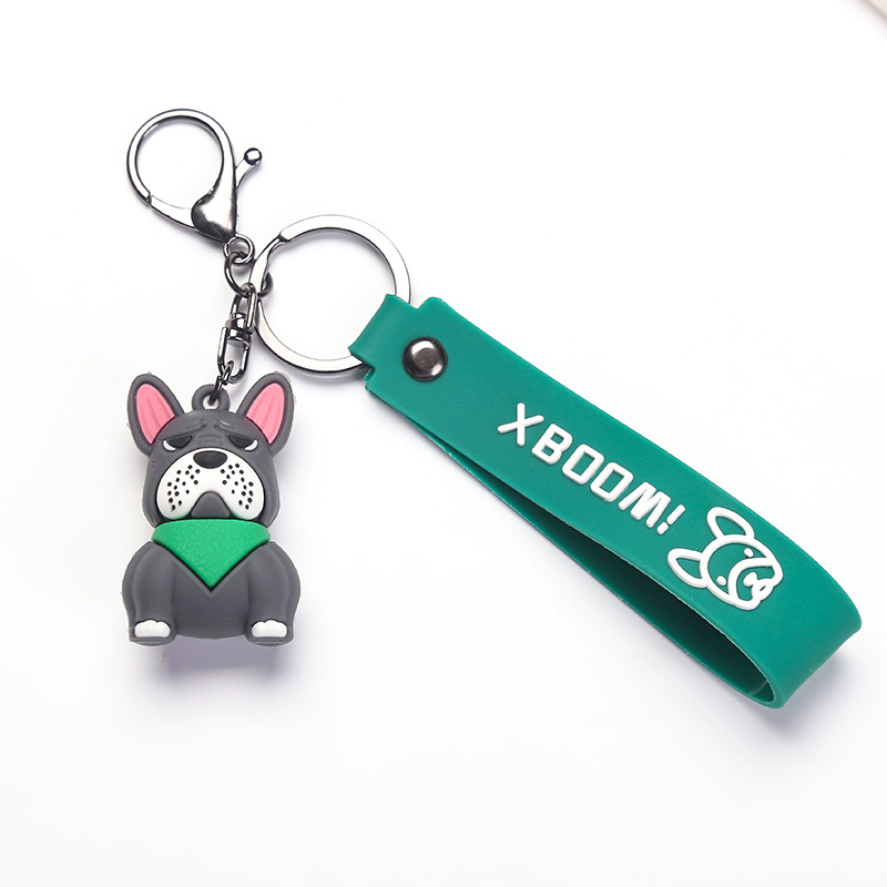 Fashion French Bulldog Keychain Bag Pendant Leather Car Couple Key Holder Chain Ring Cute Dog Trinket Animal Keyfob