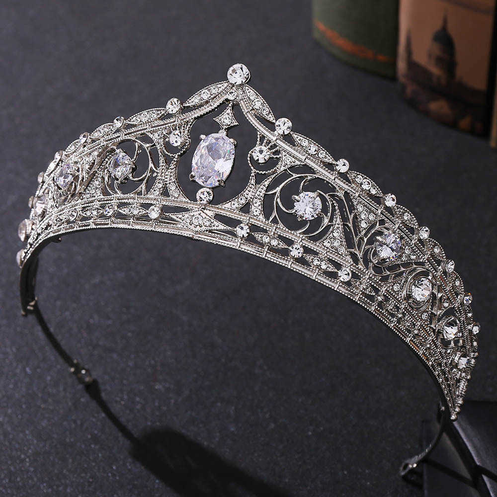 Baroque Geometric Bridal Tiaras Cubic Zirconia Crown Crystal Pageant Diadem Headband Wedding Hair Accessories