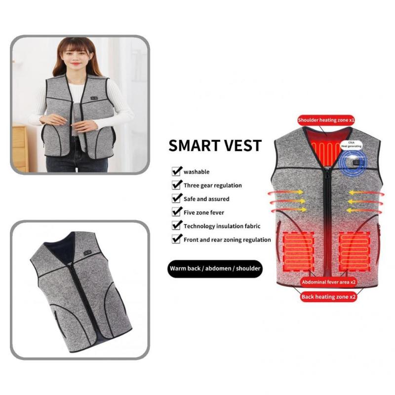 Men's Vests Energy-saving Practical 5 Heating Zones Heated Vest Fast V Neck For Outing, Grey
Men's Vests Energy-saving Practical 5 Heating Zones Heated Vest Fast V Neck For Outing, Grey