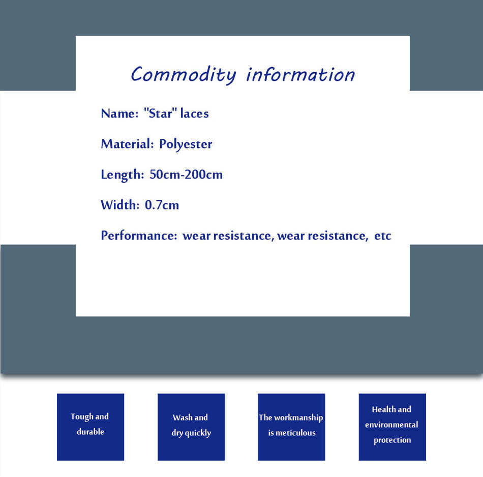 Pentalpha Pentagram Shoelaces Sublimated Printed Blue White Five-Pointed Star Boot Laces For Sneakers Flats