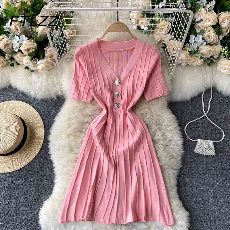 Women Casual Knitting Dress Summer Sexy V Neck Slim A Line Short Dresses Ladies Sweet Pink Sweater Robe Vestidos Muejr 210602
Women Casual Knitting Dress Summer Sexy V Neck Slim A Line Short Dresses Ladies Sweet Pink Sweater Robe Vestidos Muejr 210602