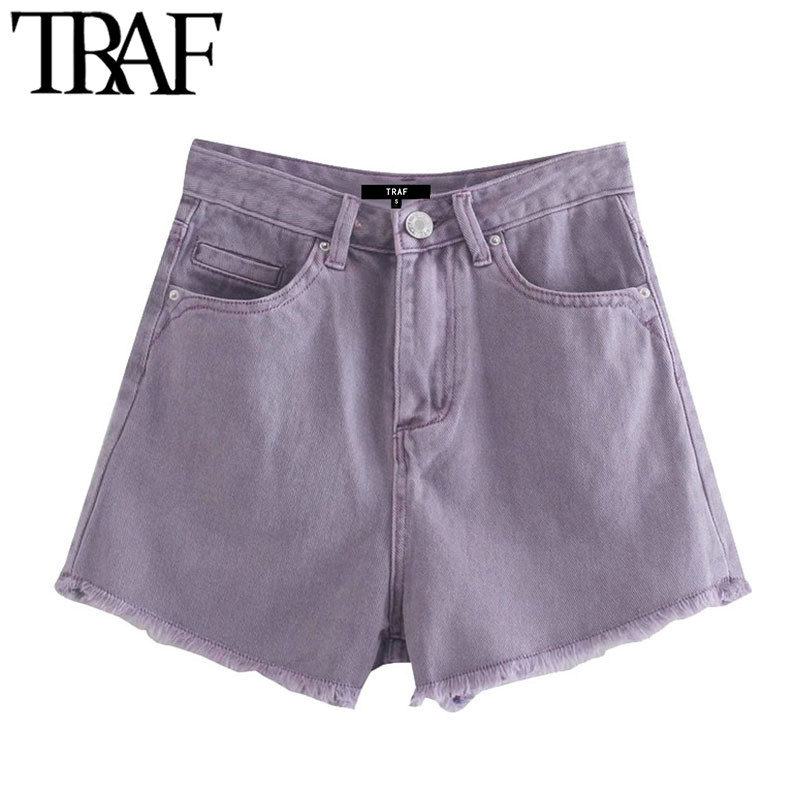 2021traf women chic fashion pockets frayed hem ripped denim shorts vintage high waist zipper fly female short jeans mujer, Blue
2021traf women chic fashion pockets frayed hem ripped denim shorts vintage high waist zipper fly female short jeans mujer, Blue