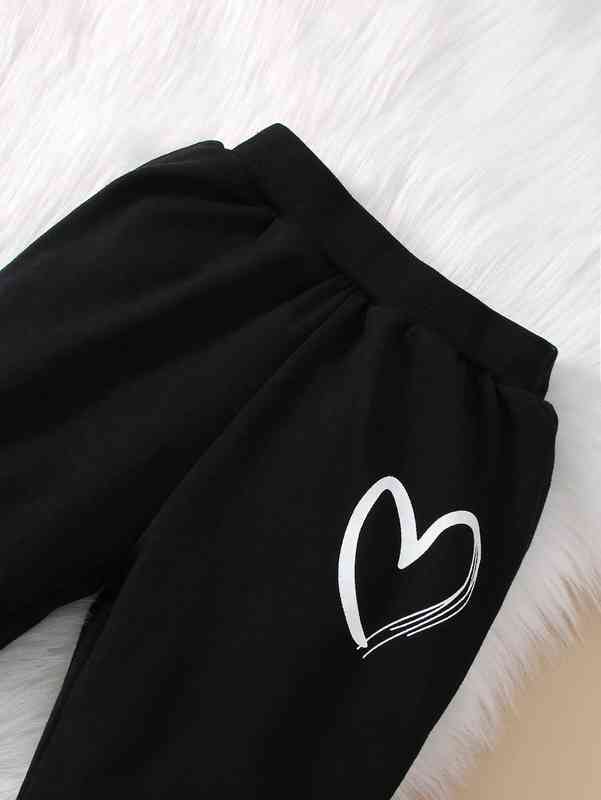 Baby Heart Print Sweatshirt With Joggers SHE