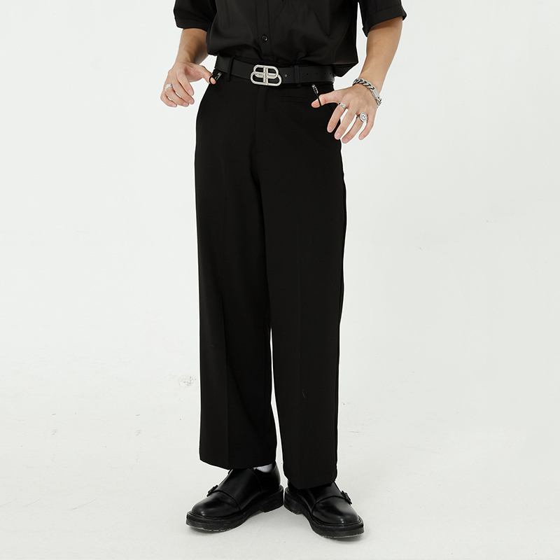 IEFB Men's Suit Pants Men's Korean Trend Hidden Back Elastic Drawstring Waist Straight Causal Wide Leg Pants Spring 9Y5994 210524