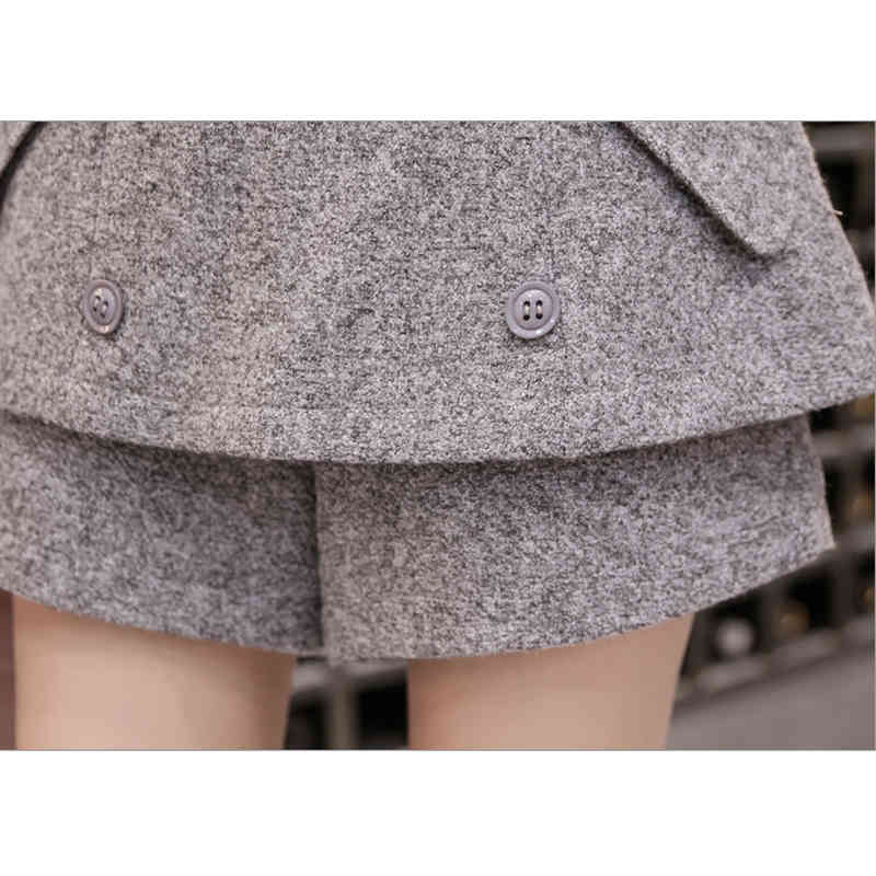 Short Mujer Fashion High Waist Solid Shorts Women Wide-legged Trousers Casual Woolen Vintage 7404 50 210508