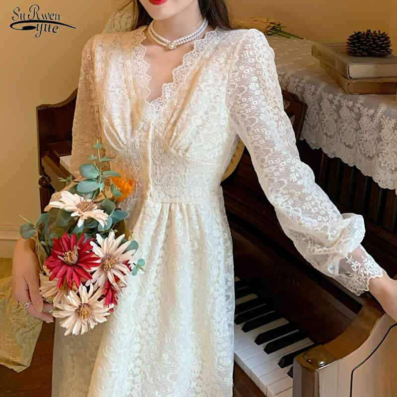 Spring Temperament V-neck Elegant Vestidos Vintage Lace Dress Hollow Out Apricot A-line Midi Dresses Women 12758 210521
Spring Temperament V-neck Elegant Vestidos Vintage Lace Dress Hollow Out Apricot A-line Midi Dresses Women 12758 210521