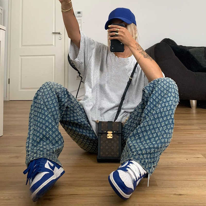 Streetwear Vintage Hot Ripped Baggy Jeans Women Harajuku Casual Cargo Pants Aesthetic 90s High Waisted Trousers Cuteandpsycho H0908