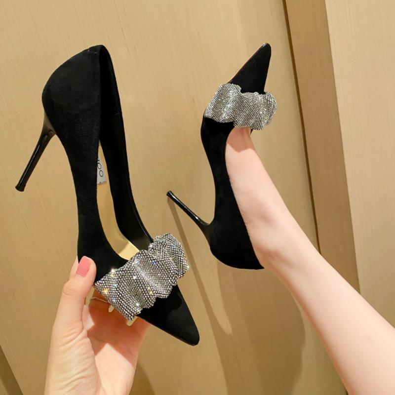 Dress Shoes Autumn Shallow Mouth Satin Black Pointed Toe High Heels Pumps Fairy Bowknot Rhinestone Stiletto Temperament Wedding
Dress Shoes Autumn Shallow Mouth Satin Black Pointed Toe High Heels Pumps Fairy Bowknot Rhinestone Stiletto Temperament Wedding