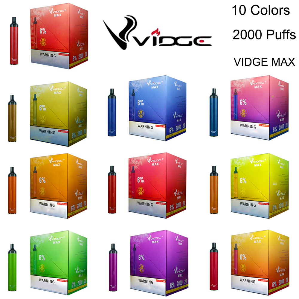 2000Puffs Vidge Max E Cigarettes High Quality Disposable Device Vape pen Delivery Fast Large Colors in Stock
2000Puffs Vidge Max E Cigarettes High Quality Disposable Device Vape pen Delivery Fast Large Colors in Stock