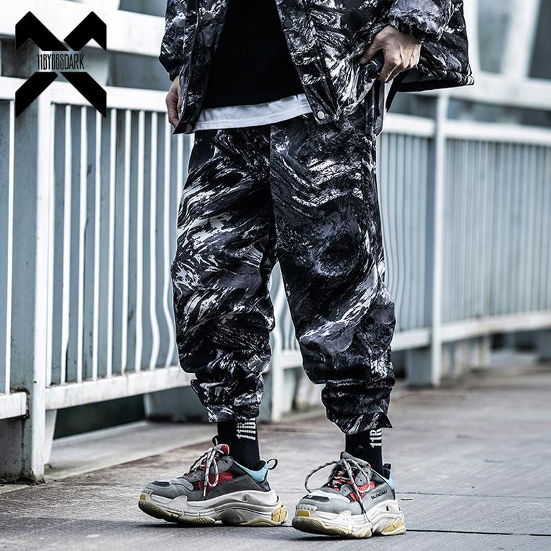 BYBB'S DARK 2021 Winter Thick Cargo Pants Men Hip Hop Streetwear Tie Dye Joggers Loose Sweatpants Trousers Fashion BB205 Men's