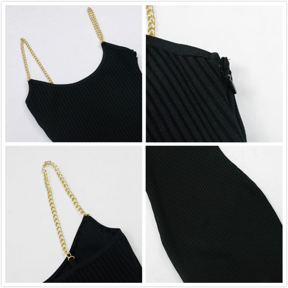 Free Summer Women's Bandage Dress Sexy Spaghetti Chain Strap Sleeveless Bodycon Club Party Vestido 210524